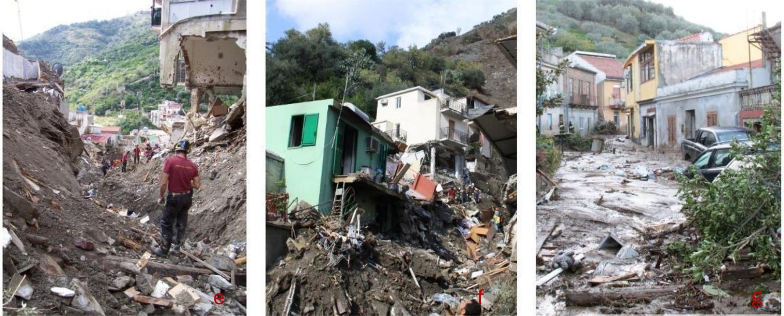 Foto dopo l'alluvione di Giampilieri (e, f, g)