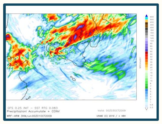 Simulazione WRF n. 3 — precipitazione accumulata