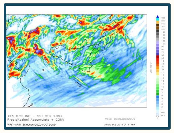 Simulazione WRF n. 12 — precipitazione accumulata
