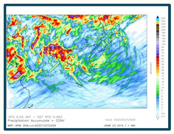Simulazione WRF n. 13 — precipitazione accumulata