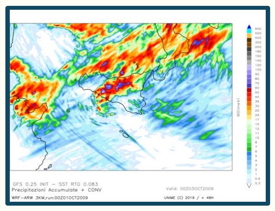 Simulazione WRF n. 14 — precipitazione accumulata