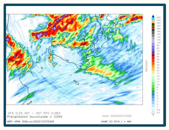Simulazione WRF n. 18 — precipitazione accumulata