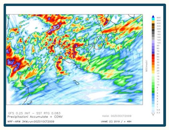 Simulazione WRF n. 21 — precipitazione accumulata