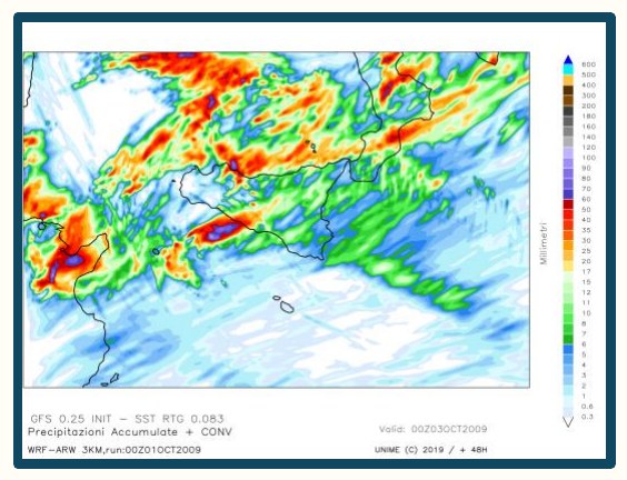 Simulazione WRF n. 22 — precipitazione accumulata